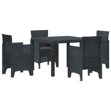vidaXL Tuin Eettafel Set 5 st Antraciet Polypropyleen, Verzenden