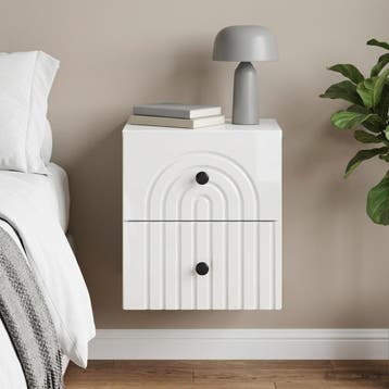 vidaXL Muurbevestigde Nachttafel Hoogglans Wit 33 x 34,5 x, Verzenden, Nieuw