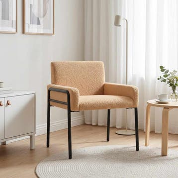 vidaXL Accentstoel Beige Bouclé, Maison & Meubles, Verzenden