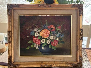 John Benjamin (XX) - Vase of flowers, Antiek en Kunst