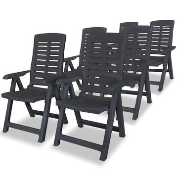 vidaXL Verstelbare klapstoelen, 6 stuks, antracietkleurig, Verzenden, Nieuw