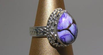 Turquoise ring - Hoogte: 30.2 mm - Breedte: 19.6 mm- 6.68 g