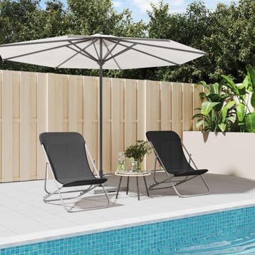 vidaXL Strandstoelen 2 st textileen en gepoedercoat staal, Verzenden