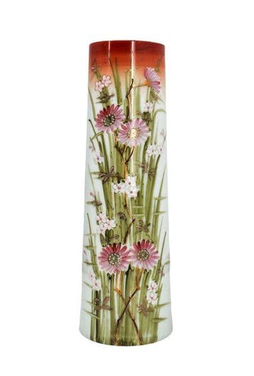Vase Art Nouveau émaillé - Vaas - Uraniumglas, Opaline glas, Antiek en Kunst