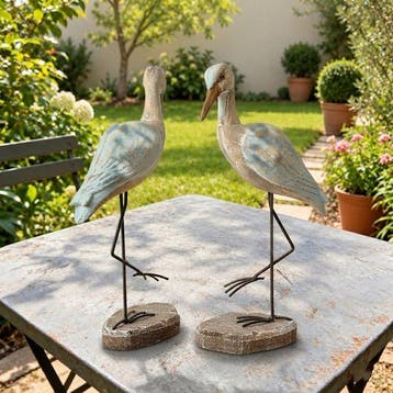 Beeldje - Vintage Seabird Figurine Pair - Hout