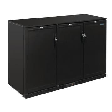 Polar G-serie 900mm barkoeling drie deuren 330 liter zwart, Verzenden, Nieuw in verpakking, Koelen en Vriezen