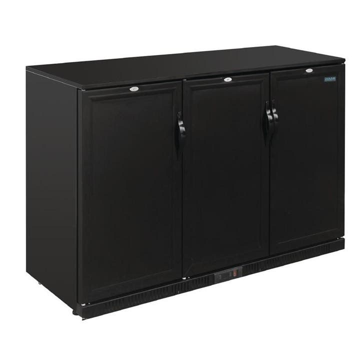 Polar G-serie 900mm barkoeling drie deuren 330 liter zwart, Articles professionnels, Horeca | Équipement de cuisine, Envoi