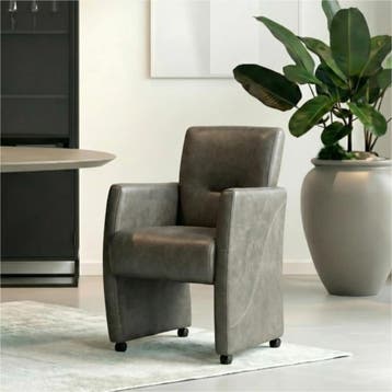 Set van 8 Leren eetkamerstoelen Pleasure - Vintage Grey, Huis en Inrichting, Stoelen, Ophalen of Verzenden, Nieuw, Leer
