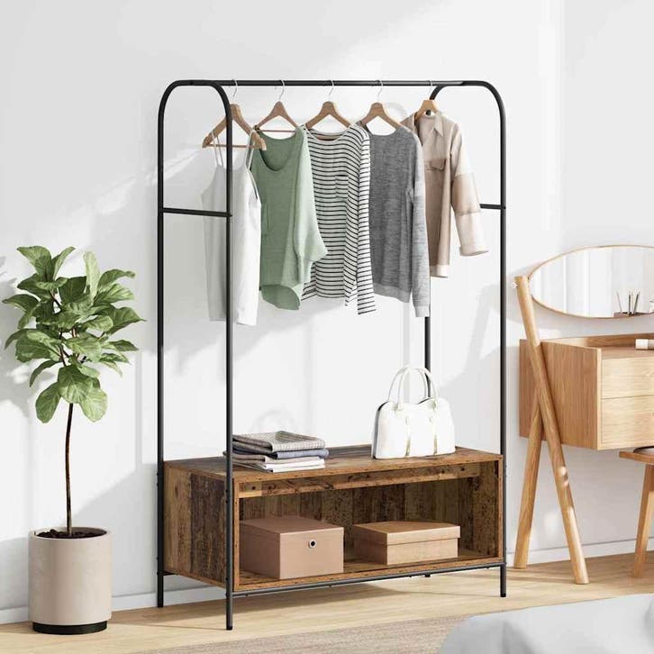 vidaXL Kledingrek Bruin Eiken 100 x 44 x 160 cm Bewerkt hout, Maison & Meubles, Armoires | Penderies & Garde-robes, Envoi