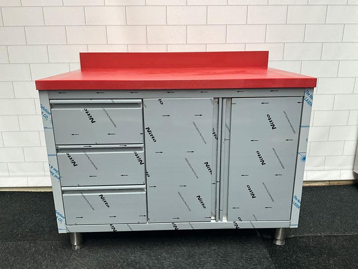 Elfinox Snijtafel met 3 lades en 2 draaideuren | 120 CM, Zakelijke goederen, Horeca | Keukenapparatuur, Ophalen of Verzenden
