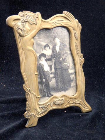 Art nouveau messing fotolijstje - XL - Fotolijst - Glas,