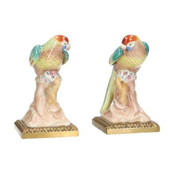 Figurine - Beeldje - Pair of birds (2) - Brons, Porselein