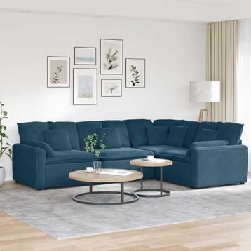 vidaXL Modulaire bank met kussens fluweel blauw, Huis en Inrichting, Zetels | Voetbanken en poefs, Verzenden, Nieuw