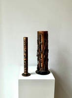 Vaas (2) - Koper - Brutalistische koperen vazen, Antiek en Kunst