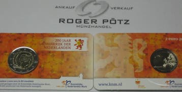 Nederland 2 Euro 2013 Koenigreich 200 Jahre st in offizie..., Verzenden