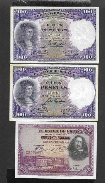 Spanje. - 5 banknotes - Various Dates (Zonder minimumprijs)