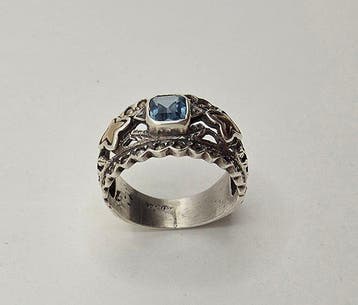 Zonder minimumprijs - Ring Zilver Aquamarijn, Nieuw