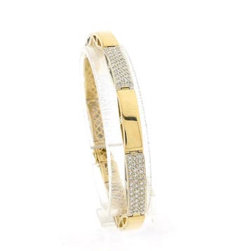 18 Krt. Bicolor gouden schakelarmband met diamanten; 1,05..., Handtassen en Accessoires, Armbanden, Gebruikt, Ophalen of Verzenden