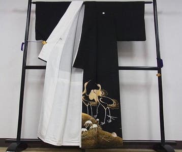Kimono  Magnifique kimono noir formel, - Soie - Japon - Fin
