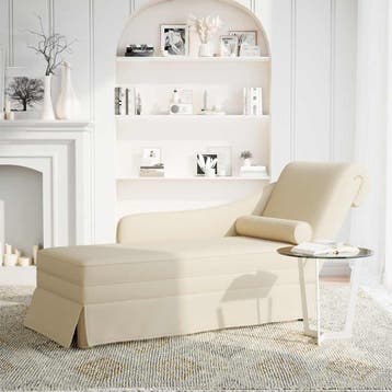 vidaXL Chaise longue met bolster en rechterarmleuning linnen, Verzenden, Nieuw