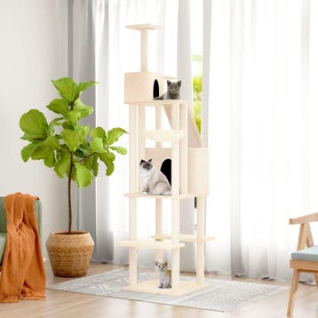 vidaXL Kattenmeubel met sisal krabpalen 201 cm crèmekleurig, Verzenden, Nieuw