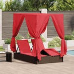 vidaXL Dubbele ligstoel Rood 205 x 129 x 200 cm poly rattan, Tuin en Terras, Ligbedden, Verzenden, Nieuw