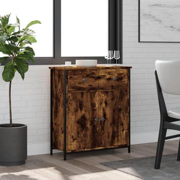 vidaXL Dressoir 70x30x80 cm bewerkt hout gerookt, Verzenden