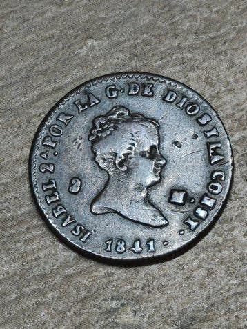 Spanje. Isabel II. 2 maravedís + 40 céntimos de escudo