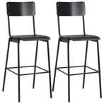 vidaXL Barstoelen 2 st massief multiplex staal zwart, Verzenden, Nieuw