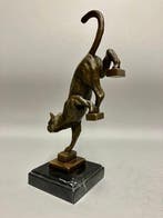 sculptuur, Sluipende kat - 29 cm - Brons