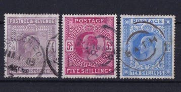 Grande Bretagne 1902/1912 - 3 grandes valeurs de lémission, Gestempeld