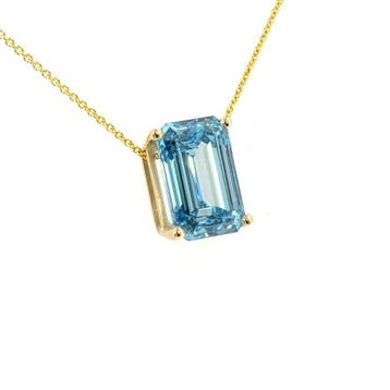 Collier - 14 carats Or jaune - 5.10ct. tw. Bleu Diamant, Nieuw