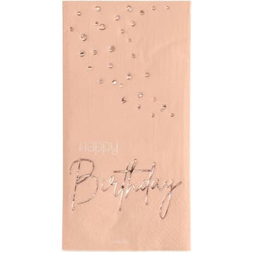 Happy Birthday Servetten Pastel Roze 33cm 10st, Verzenden
