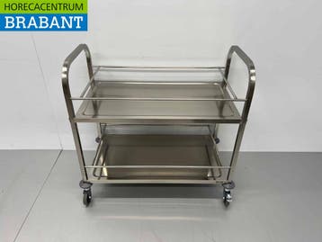 Chariot de service en acier inoxydable 2 étages 95 cm Horeca, Verzenden