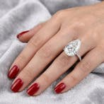Ring - 14 karaat Witgoud - 6.33ct. tw. Diamant (Lab-grown) -