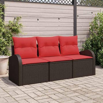 vidaXL Tuinbank Set Bruin poly rattan, Tuin en Terras, Tuinsets en Loungesets, Verzenden, Nieuw