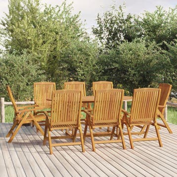 vidaXL 9-delige Tuinset massief teakhout, Tuin en Terras, Verzenden, Nieuw, Tuinset