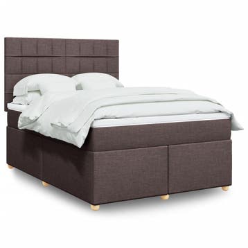 vidaXL Boxspring met matras stof donkerbruin 160x200 cm, Verzenden, Nieuw