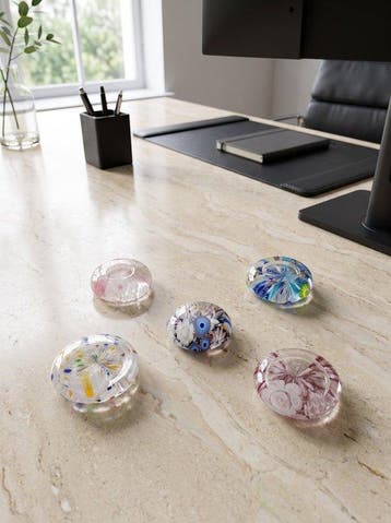 Murano - Presse-papier (5) - Glas, Murrine en bladgoud van