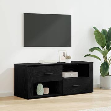 vidaXL TV Kast 100 x 35 x 40 cm Zwart Eiken Bewerkt hout, Verzenden, Nieuw