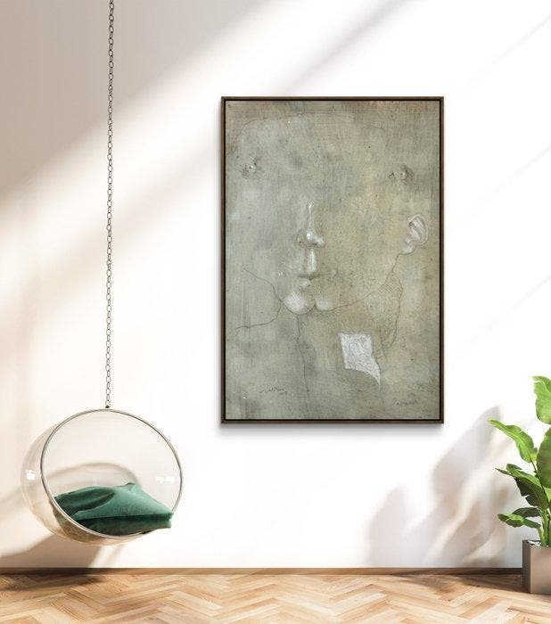 Robert Detheux (1932-2010) - Portrait surréaliste à la, Antiquités & Art, Curiosités & Brocante