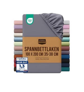 Utopia Bedding - Hoeslaken 100x200cm - Grijs (Slaapkamer), Maison & Meubles, Ophalen of Verzenden