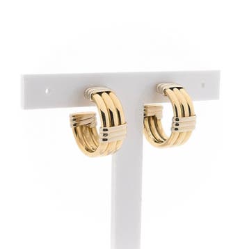 Bicolor gouden oorbellen; Ø 19,7 mm, Handtassen en Accessoires, Oorbellen, Ophalen of Verzenden, Gebruikt, Goud, Goud