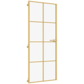 vidaXL Binnendeur smal 83x201,5 cm gehard glas en aluminium, Verzenden, Nieuw