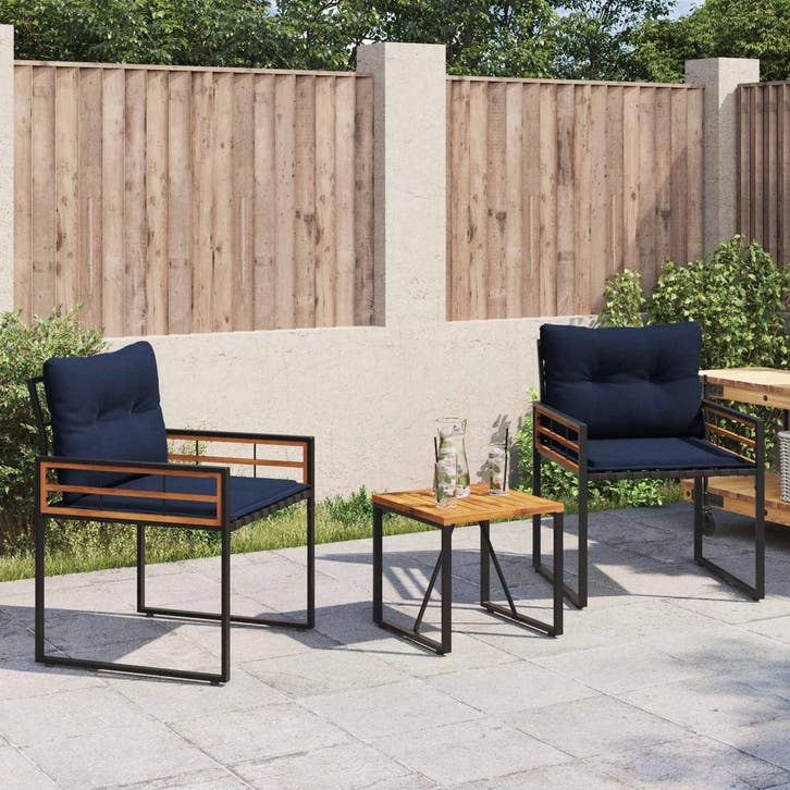 vidaXL Buitenmeubels set met kussen 3 pcs Marineblauw, Jardin & Terrasse, Ensembles de jardin, Envoi