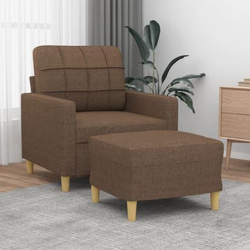vidaXL Fauteuil met voetenbank / zetel 60 cm stof bruin, Verzenden