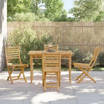 vidaXL 5-delige Tuinset bamboe, Tuin en Terras, Verzenden, Nieuw, Tuinset