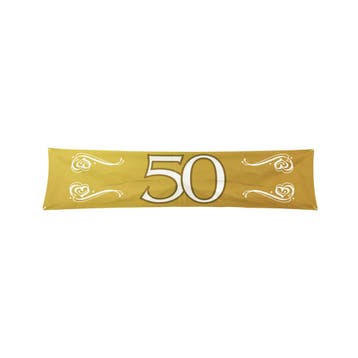 Banner 50 Jaar Goud 1,8m, Verzenden, Nieuw