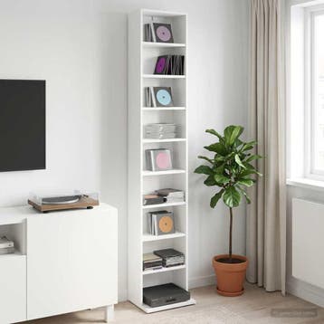 vidaXL CD Kast Wit 33 x 23,5 x 175 cm Bewerkt hout, Huis en Inrichting, Woonaccessoires | Cd- en Dvd-rekken, Verzenden, Nieuw