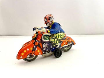 Huki - Blikken speelgoed - Clown on Motorcycle - 1950-1960 -